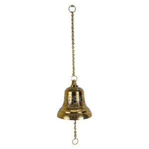 Brass Hanging Bell White 8"